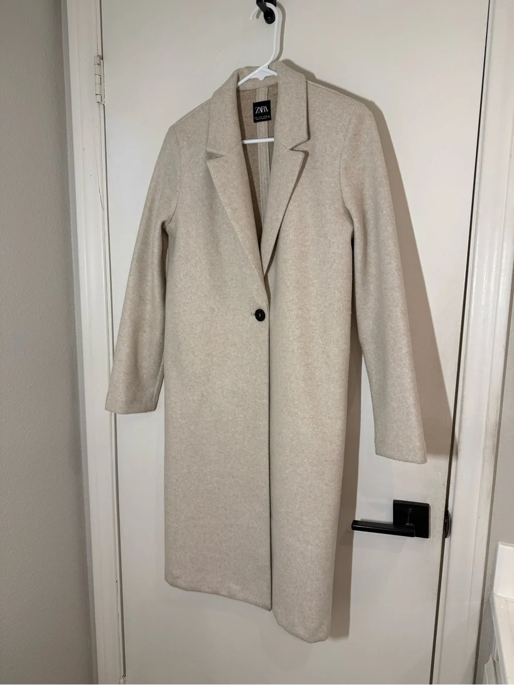 Zara Cream Single-Button Coat